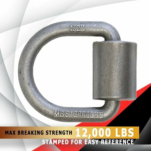 Boxer Tools 1/2 Weld-On Heavy Duty Forged D Rings, 12,000 Pounds, Raw Finish, 4PK 08120/RH08-SC-4